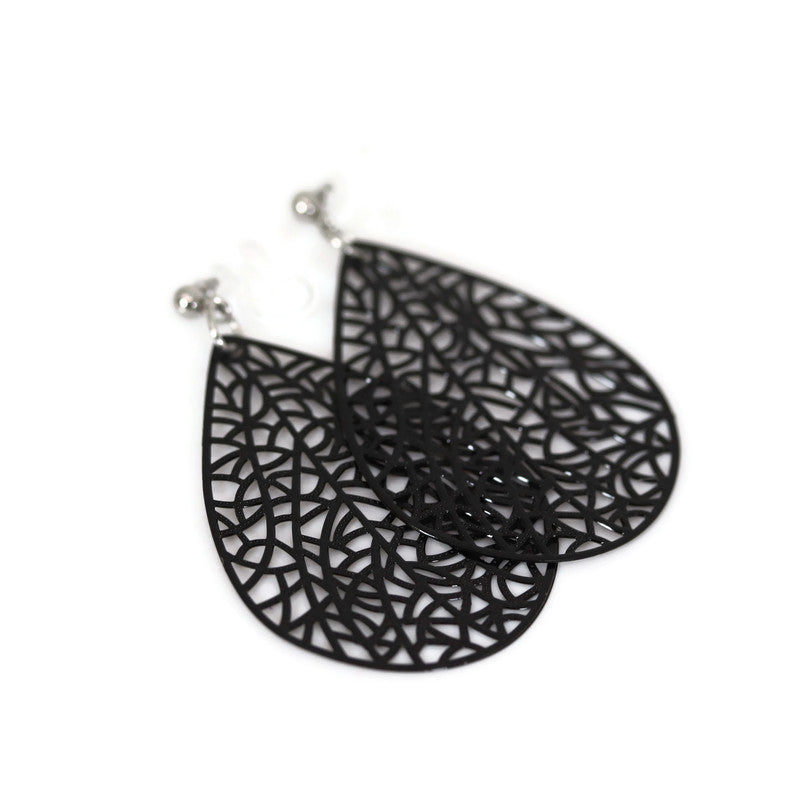 Filigree Leaf Teardrop Dangle Earrings, 16 Colors