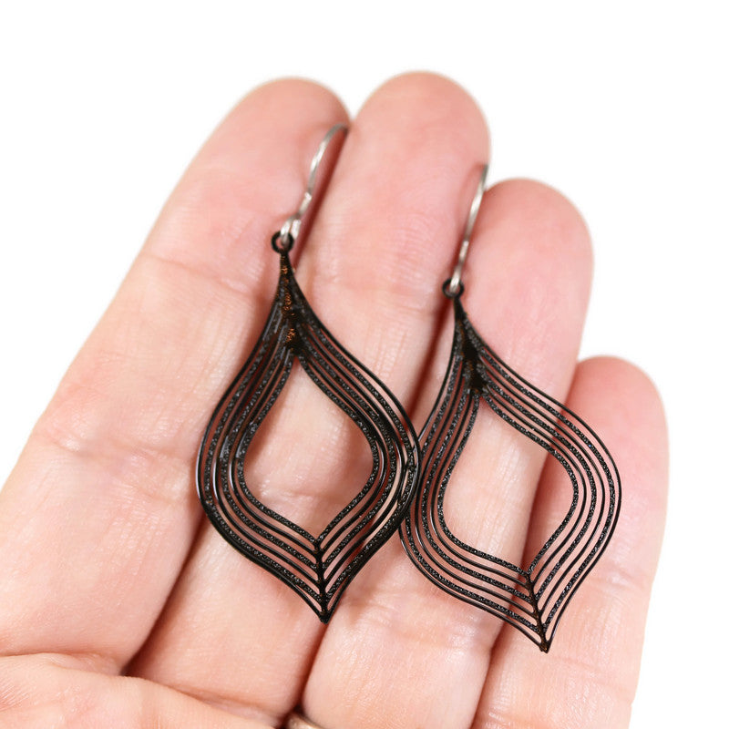 Teardrop Lines Dangle Earrings - 10 Colors