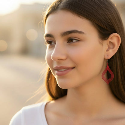 Teardrop Lines Dangle Earrings - 10 Colors