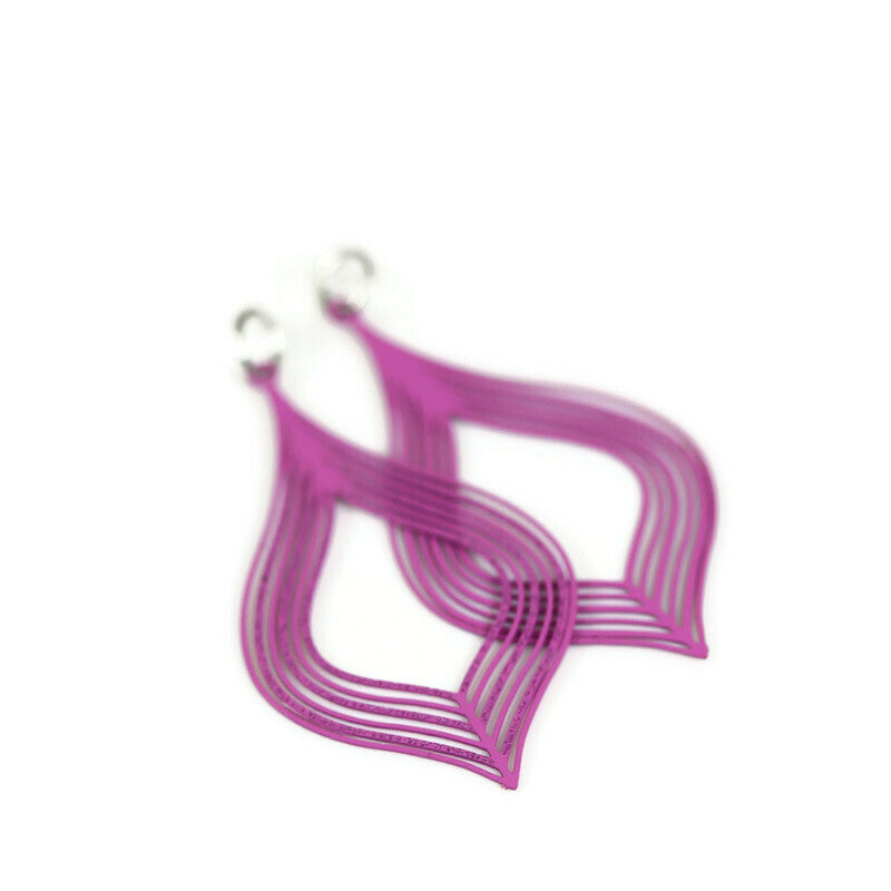 Teardrop Lines Dangle Earrings - 10 Colors