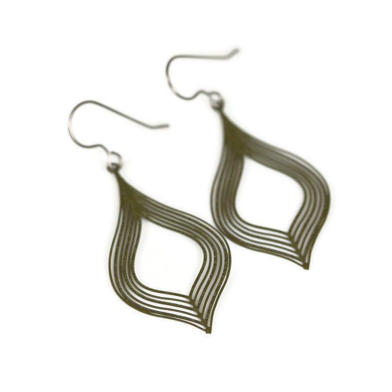 Teardrop Lines Dangle Earrings - 10 Colors