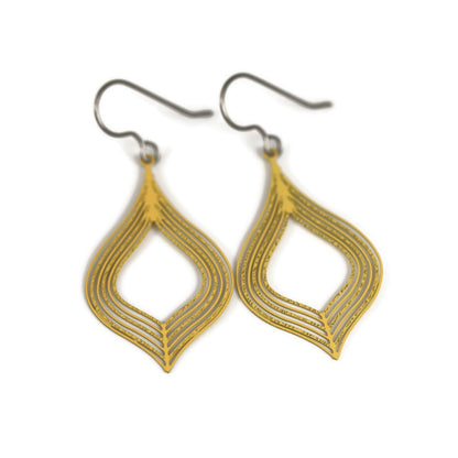 Teardrop Lines Dangle Earrings - 10 Colors