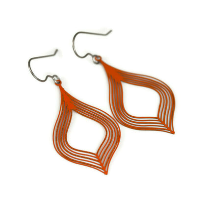 Teardrop Lines Dangle Earrings - 10 Colors