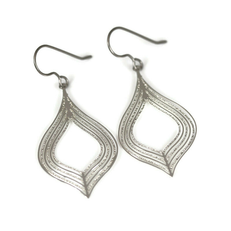 Teardrop Lines Dangle Earrings - 10 Colors