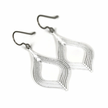 Teardrop Lines Dangle Earrings - 10 Colors