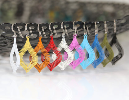 Teardrop Lines Dangle Earrings - 10 Colors