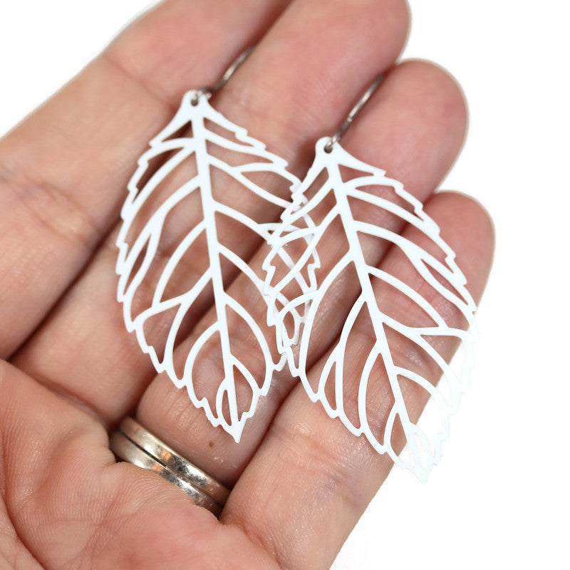 Leaf Cut Out Dangle Earrings - 3 Colors