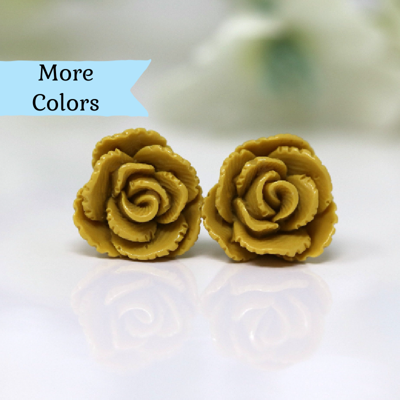 Boucles d'oreilles à tige en forme de rose vintage, 13 mm