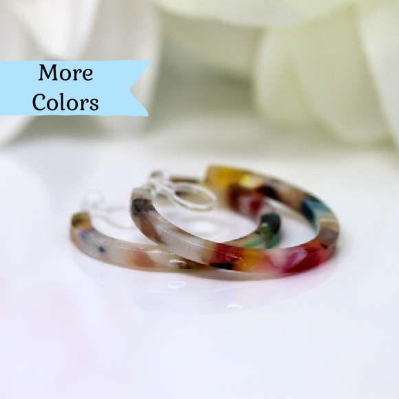 Acrylic Hoop Earrings Invisible Clip On for Non Pierced Ears 32mm Pretty Smart