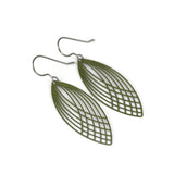 Invisible Clip On, Titanium or Plastic Hook Dangle Earrings, Metal Marquise Shape, 52mm