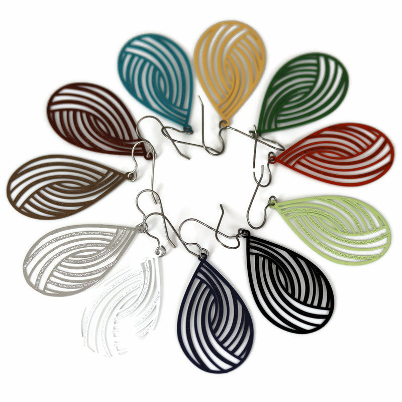 Boucles d'oreilles pendantes en forme de larme tourbillonnante - 11 couleurs