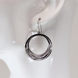 Dangle Earrings Laser Detailed Circles Invisible Clip On, Titanium or Plastic Hook
