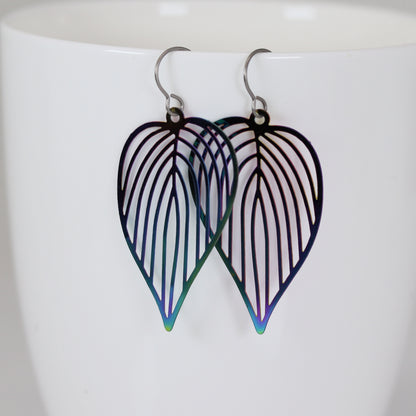 Rainbow Iridescent Metal Dangle Earrings