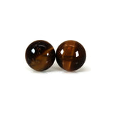 Plastic Post, Titanium or Invisible Clip On Tiger Eye Stone Earrings