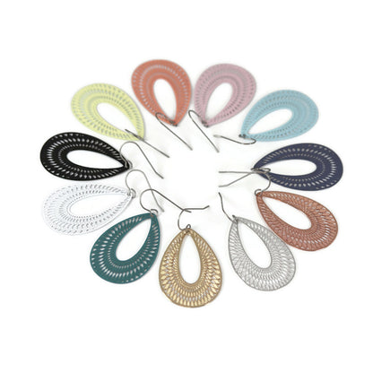 Geometric Teardrop Dangle Earrings - 10 Colors