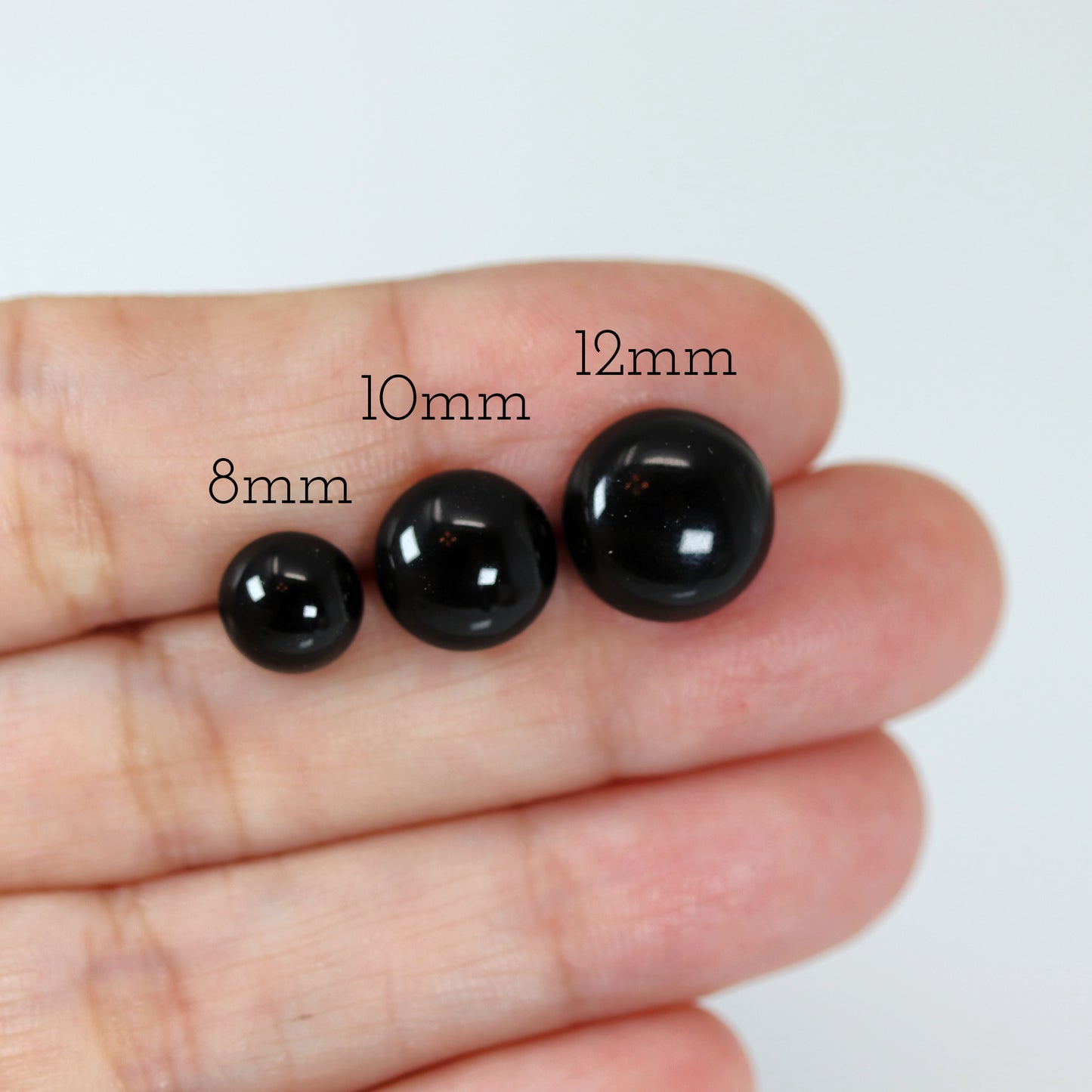 Boucles d'oreilles à tige en pierre d'agate noire, 10 mm 12 mm