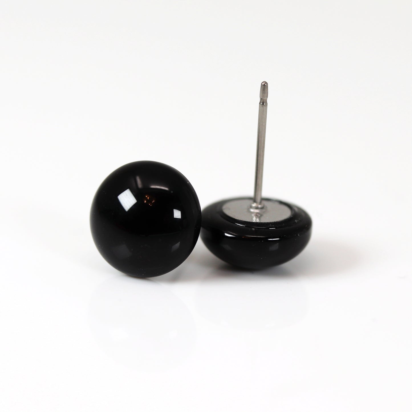 Boucles d'oreilles à tige en pierre d'agate noire, 10 mm 12 mm