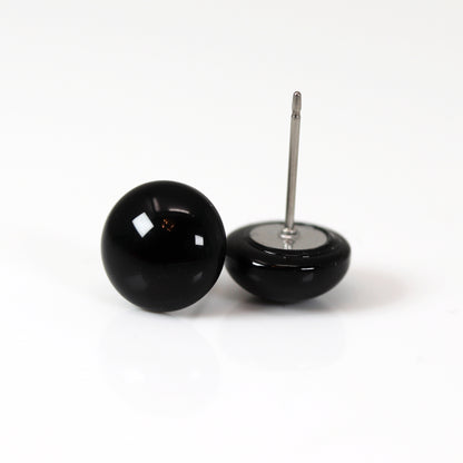 Black Agate Stone Stud Earrings