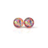 Plastic Post or Invisible Clip On Glitter Filled Resin Earrings, Metal Free 12mm