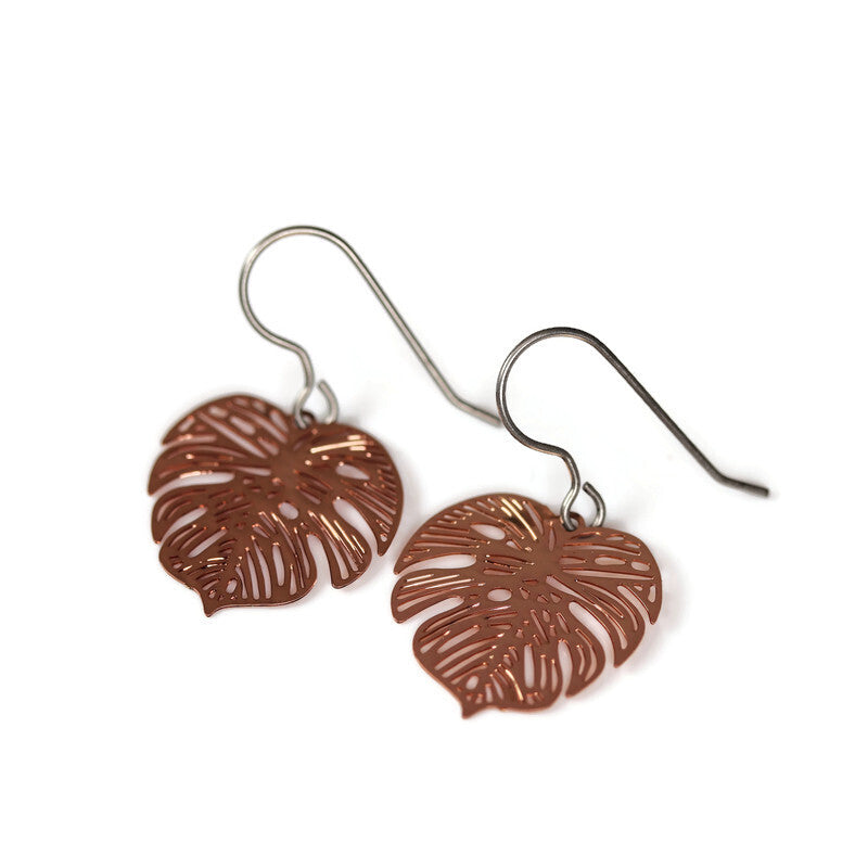 Monstera Leaf Dangle Earrings - 4 Colors