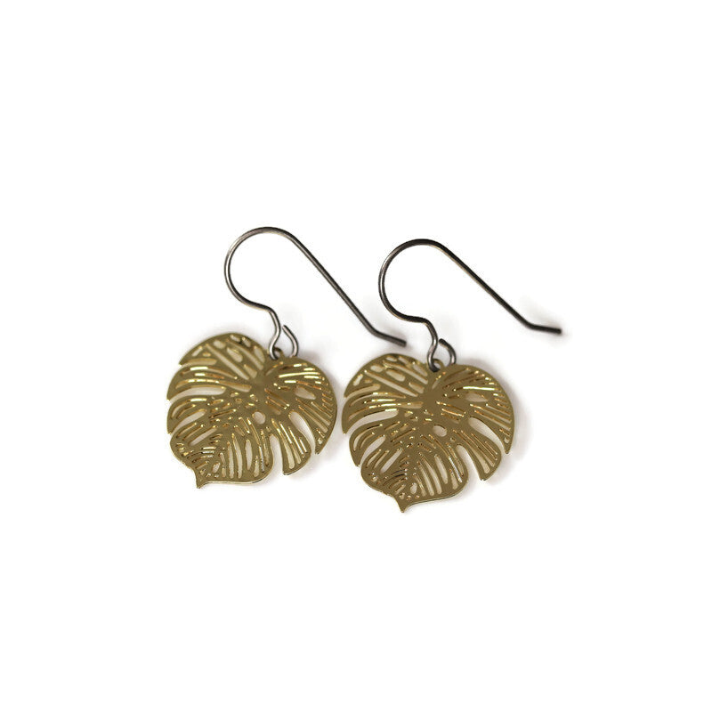 Monstera Leaf Dangle Earrings - 4 Colors