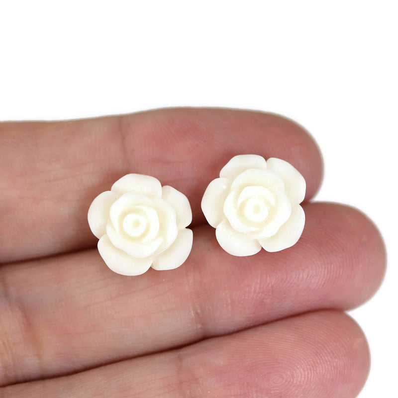 Boucles d'oreilles à tige en forme de rose, 13 mm