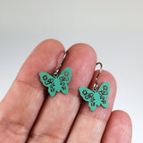Invisible Clip On or Titanium or Plastic Hook Dangle Earrings, Metal Dainty Butterfly