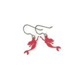 Invisible Clip On or Titanium or Plastic Hook Dangle Earrings, Metal Dainty Mermaid