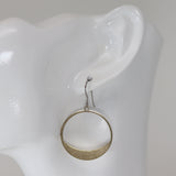 Dangle Earrings Raw Brass Open Circle Invisible Clip On, Titanium or Plastic Hook