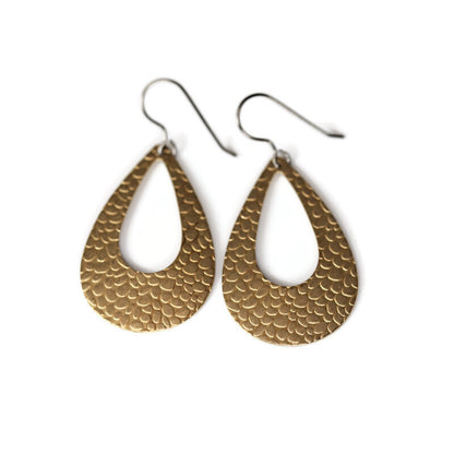 Embossed Open Teardrop Dangle Earrings