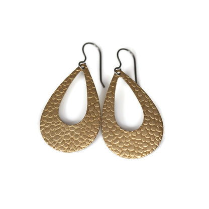 Embossed Open Teardrop Dangle Earrings