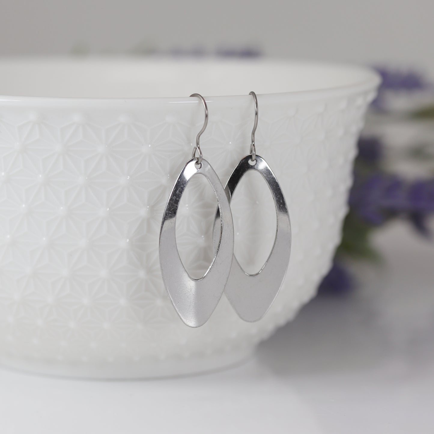 Boucles d'oreilles pendantes ovales longues ouvertes