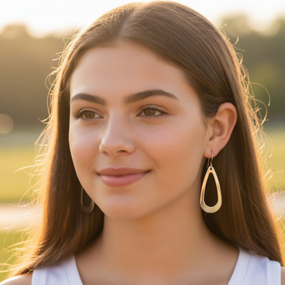 Boucles d'oreilles pendantes longues ouvertes en acier inoxydable en forme de larme