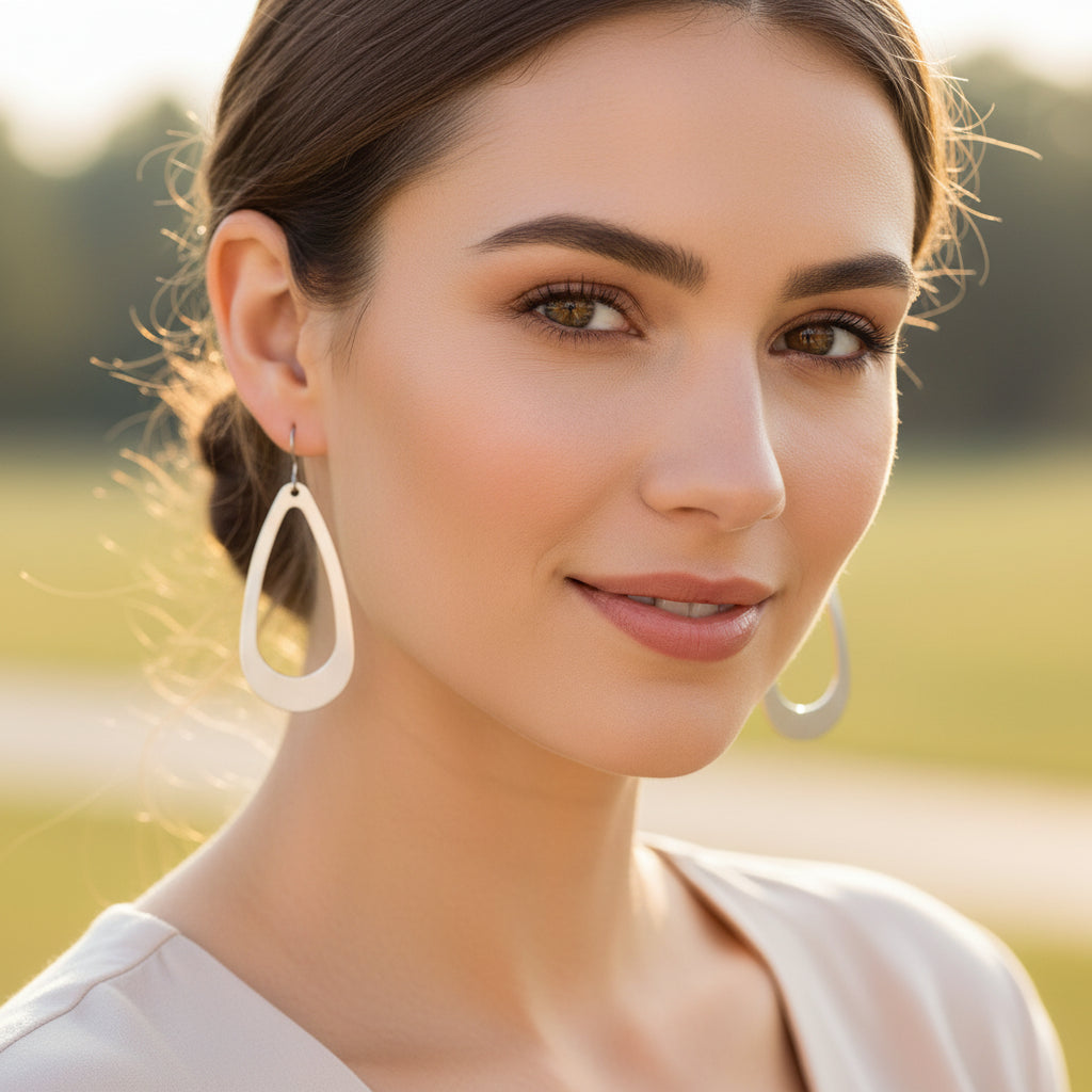 Boucles d'oreilles pendantes longues ouvertes en acier inoxydable en forme de larme