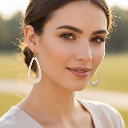 Boucles d'oreilles pendantes longues ouvertes en acier inoxydable en forme de larme