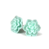 Plastic Posts or Invisible Clip On Metal Free Earrings, Succulent 13mm