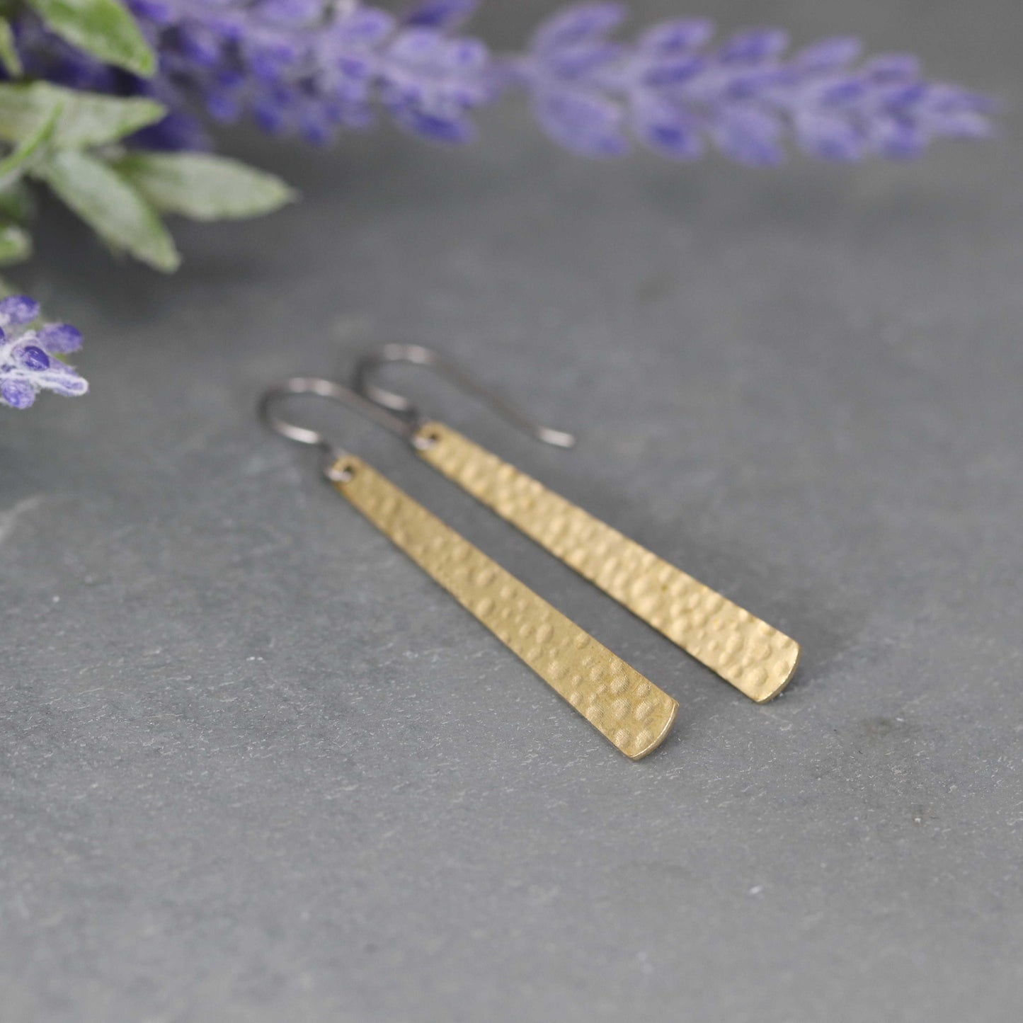 Embossed Tapered Bar Dangle Earrings