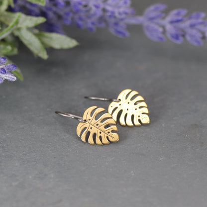 Monstera Leaf Dangle Earrings - 2 Colors