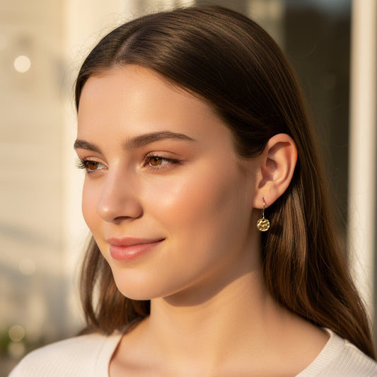 Boucles d'oreilles pendantes à disque rond - 3 tailles