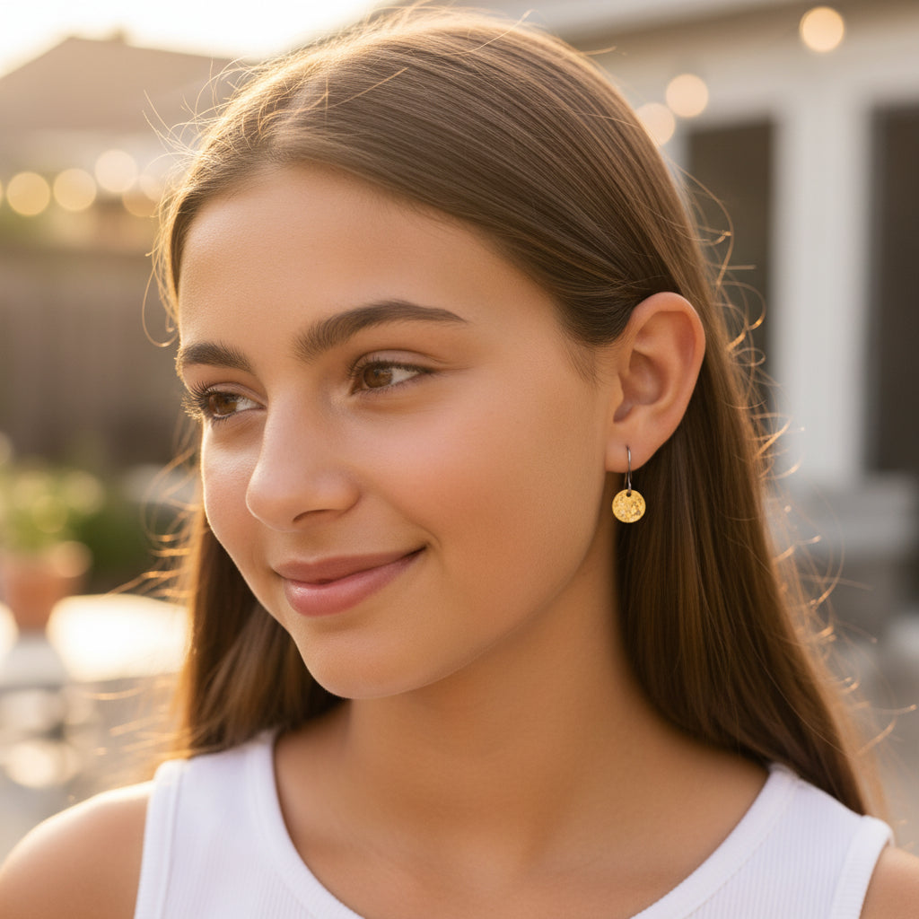 Round Disk Dangle Earrings - 3 Sizes