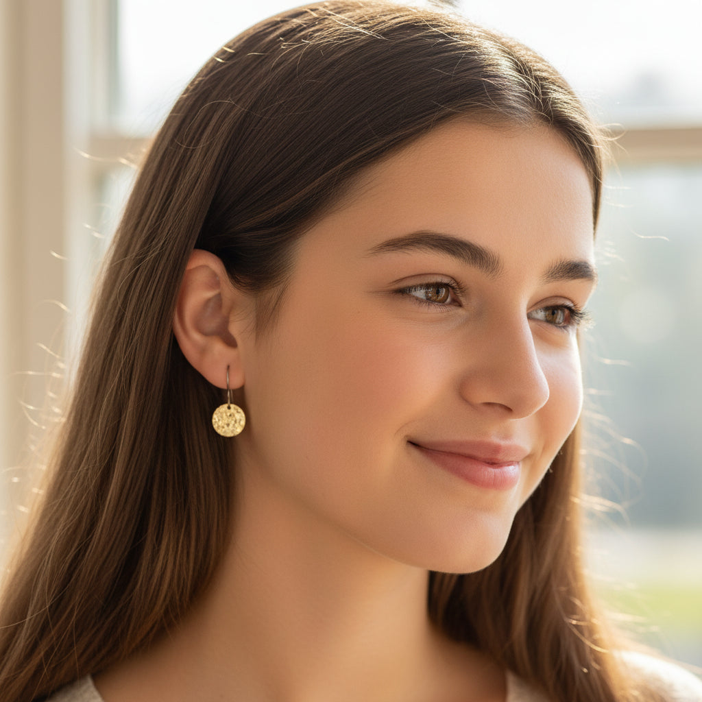 Round Disk Dangle Earrings - 3 Sizes