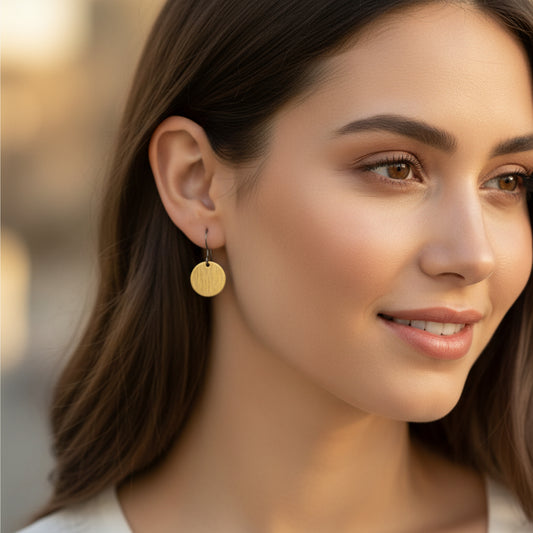 Brushed Disk Dangle Earrings