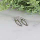 Dangle Earrings Open Long Oval Invisible Clip On, Titanium or Plastic Hook
