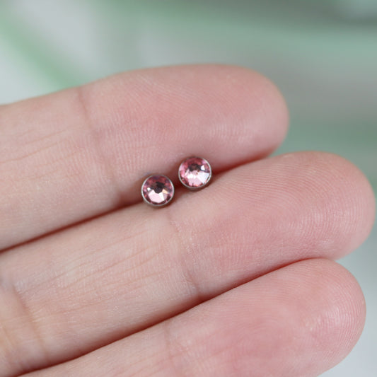 Titanium Bezel Stud Earrings, 4mm Choice of 11 Colors