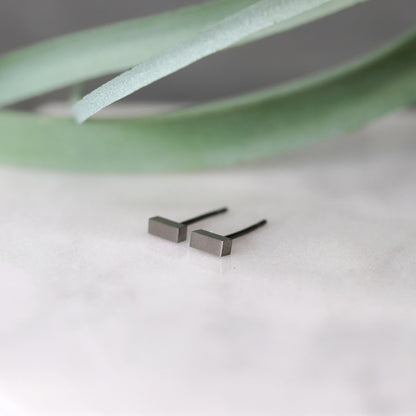 Titanium Bar Stud Earrings, 5mm or 10mm
