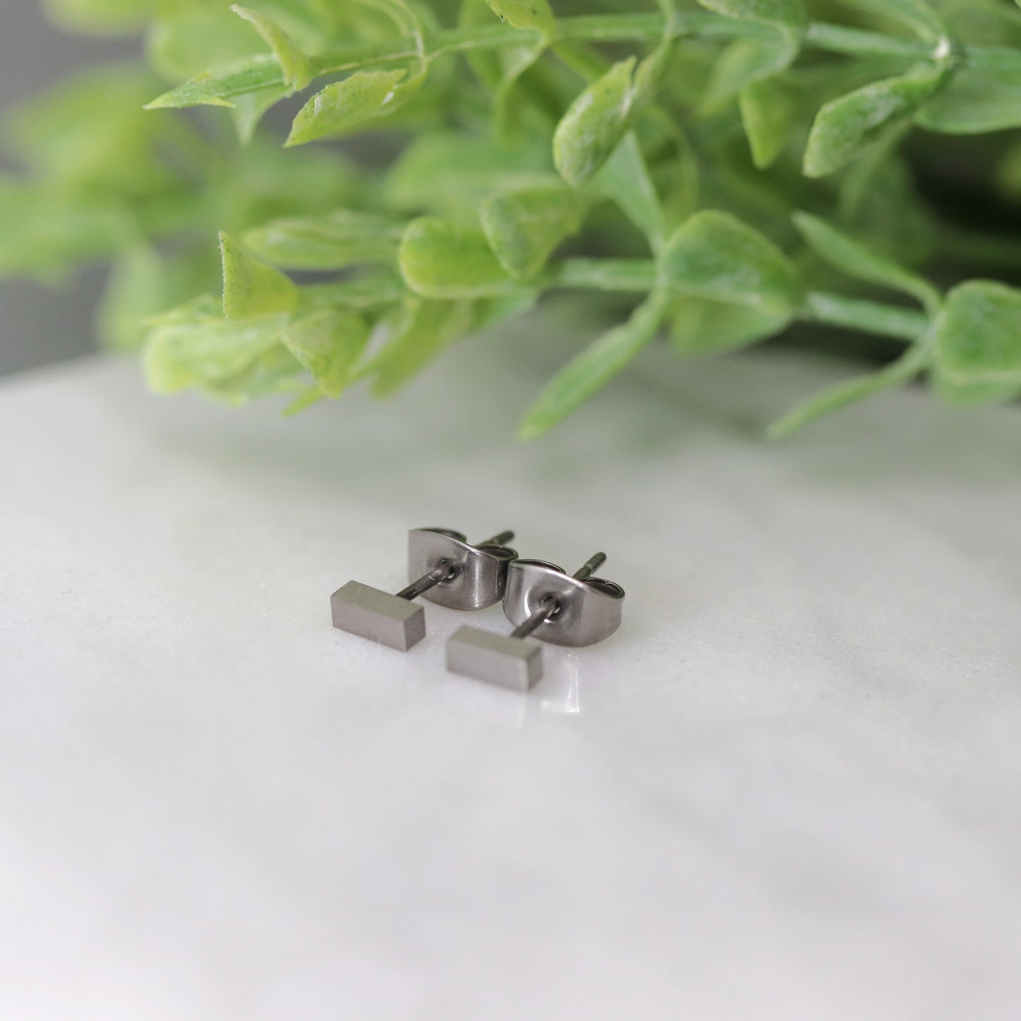 Titanium Bar Stud Earrings, 5mm or 10mm