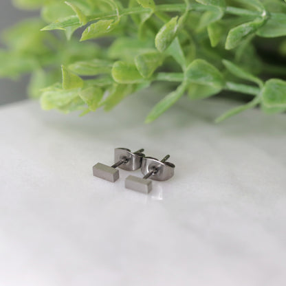 Titanium Bar Stud Earrings, 5mm or 10mm
