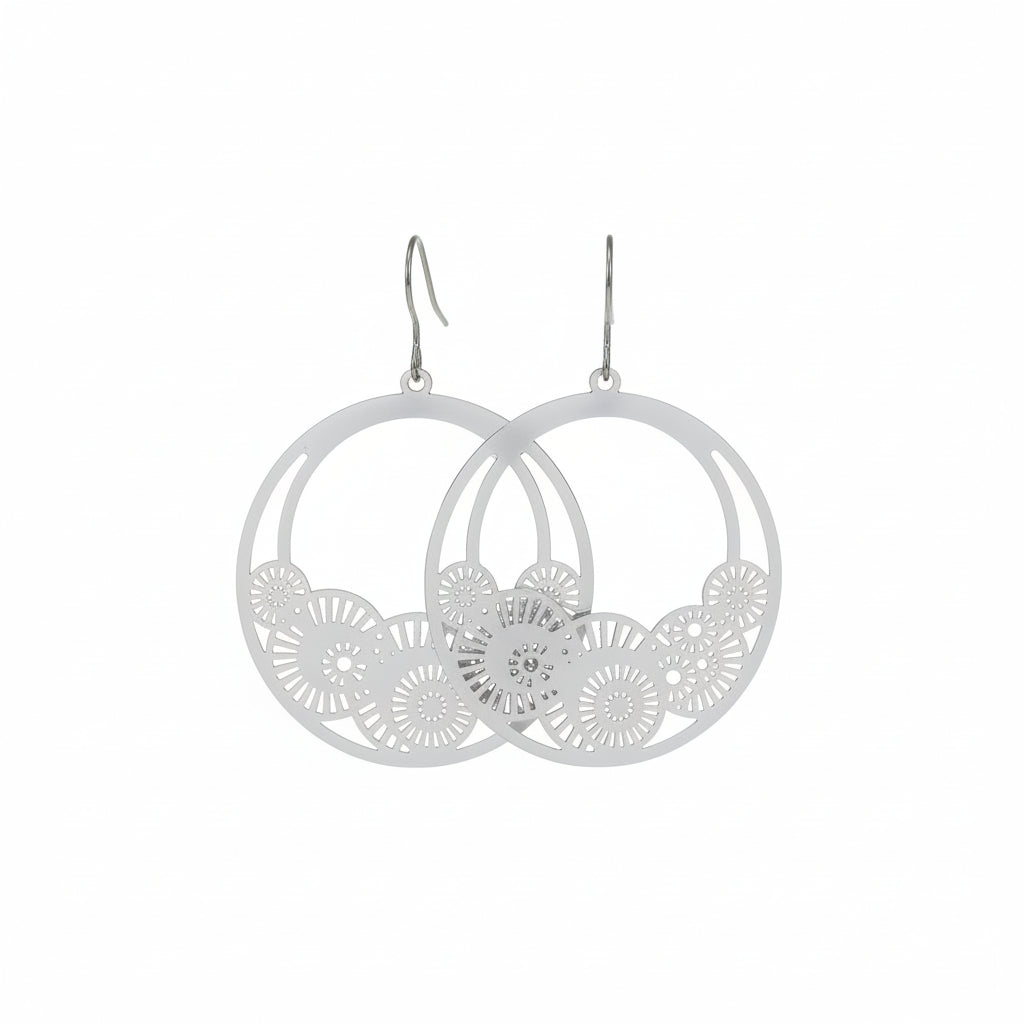 Laser Cut Out Circles Dangle Earrings - 4 Colors