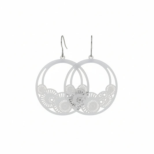 Laser Cut Out Circles Dangle Earrings - 4 Colors