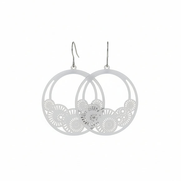 Boucles d'oreilles pendantes en forme de cercles découpés au laser - 4 couleurs